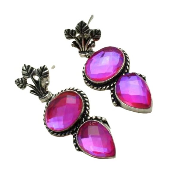 Fire Topaz Sterling Silver Earrings - Picture 2 of 2